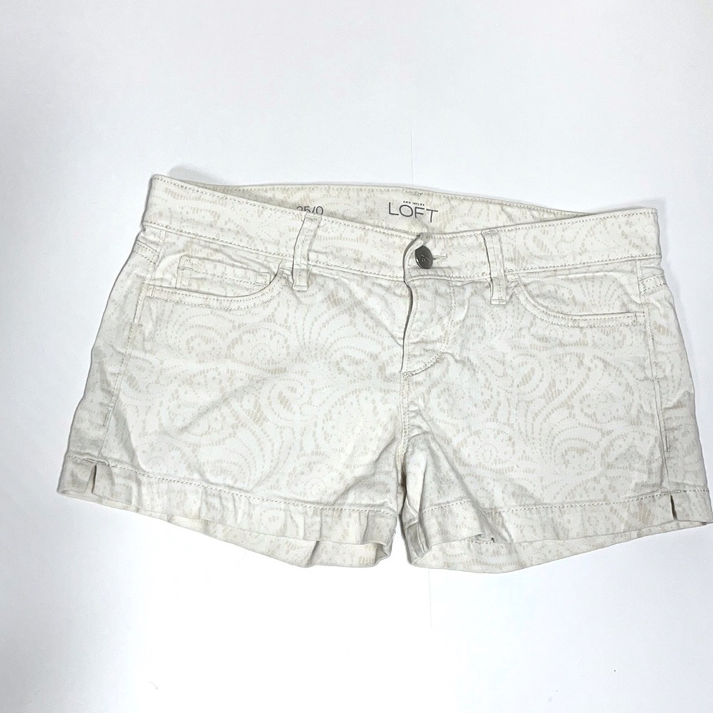 LOFT ivory denim shorts